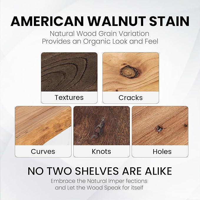 Floating Shelves for Wall, 42" Live Edge Solid Elm Wood Floating Shelf, Wall-Mounted Display Shelves with Invisible Heavy-Duty Metal Bracket, Floating Shelf for Living Room Kitchen, Natural