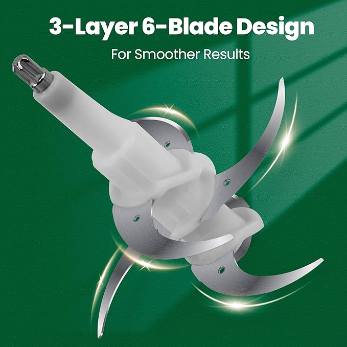 Electric Food Processor Meat Grinder 800W 2x12cups LED Timer Electric Food Chopper Vegetable chopper 3 layers 6 blades for Mincing Puree for home use kitchen aid for pet food,baby food by BUMET