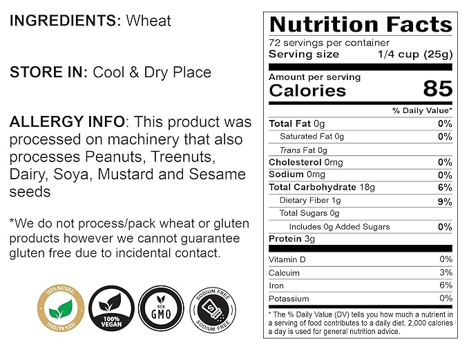 Rani Sooji Coarse (Farina, Suji, Rava, Rawa, Wheat Semolina) Flour 64oz (4lbs) 1.81kg Bulk ~ All Natural | Vegan | NON-GMO | Indian Origin