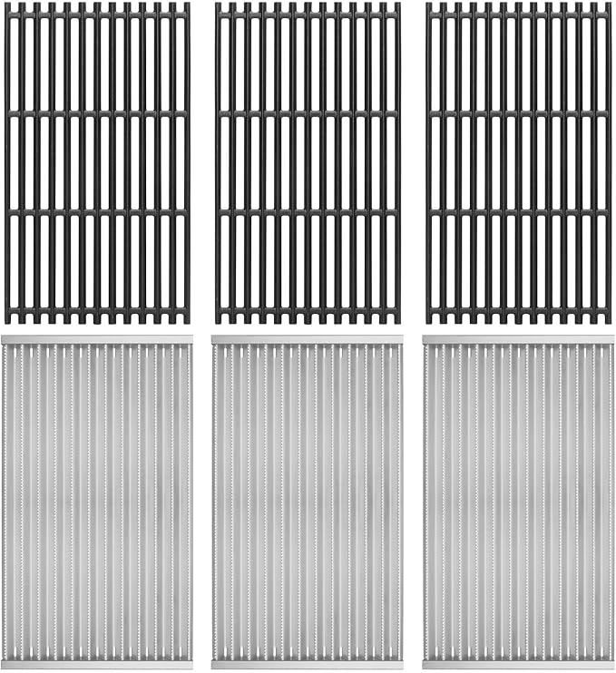 DELSbbq Grill Grates and Emitter Plates for Charbroil Commercial Infrared 4 Burner 463242715 463242716 463276016 466242715 466242716 466242815 466242816 463257520 463255020, G533-0009-W1 G533-2200-W1