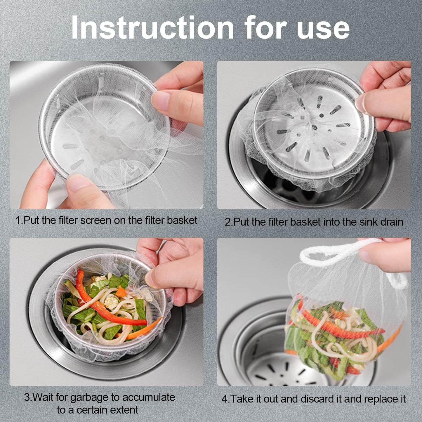 200 Pcs Sink Strainer Bags, Disposable Mesh Sink Filter Bag for Kitchen Sink, Filter Bag Sink Strainer Cover for Most Sizes of Floor Drain Kitchen Sink Bathroom (B-200PCS)