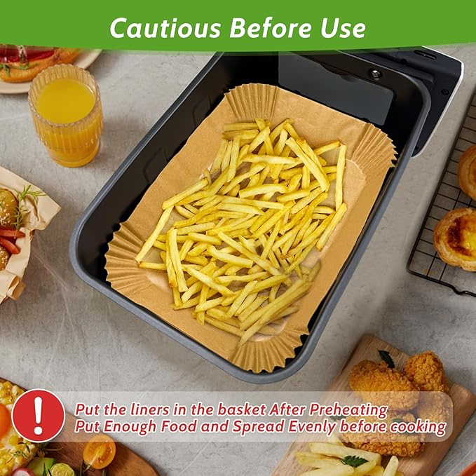 360 Pcs 8.7" x 5.5" Unbleached Heavy Duty Air Fryer Paper Liners Disposable, Non-Stick & Non-Leak Parchment Paper Liners for Airfryer Basket, Deep Fryer Parts & Accessories