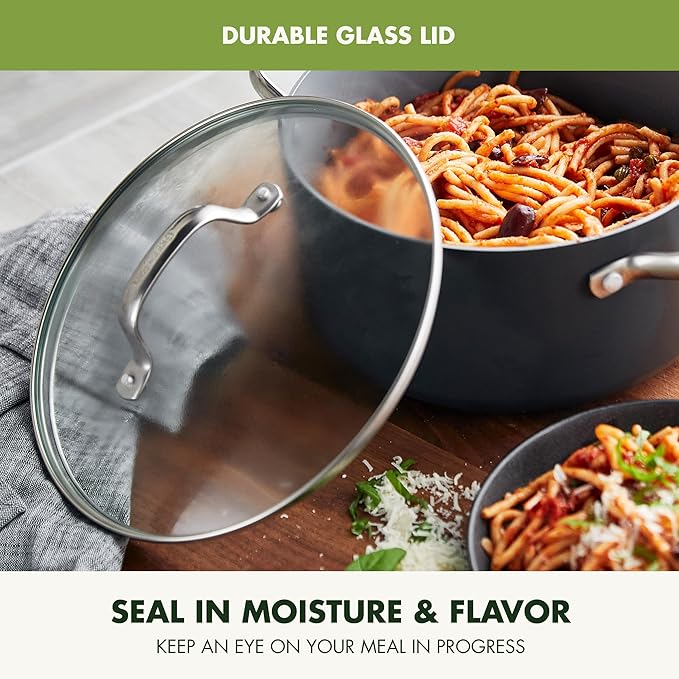 GreenPan Valencia Pro Hard Anodized Healthy Ceramic Nonstick 5QT Stock Pot with Lid, PFAS-Free, Induction, Dishwasher Safe, Oven Safe, Gray