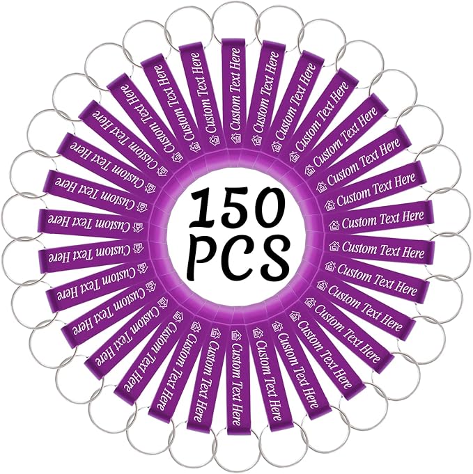 150PCS Personalized Bottle Opener Keychain Bulk Custom Beer Bottle Opener with Logo Text Engraved Wedding Bottle Opener Favors Customized Gifts for Guests Baby Shower Birthday Party-Purple