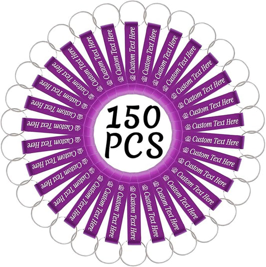 150PCS Personalized Bottle Opener Keychain Bulk Custom Beer Bottle Opener with Logo Text Engraved Wedding Bottle Opener Favors Customized Gifts for Guests Baby Shower Birthday Party-Purple