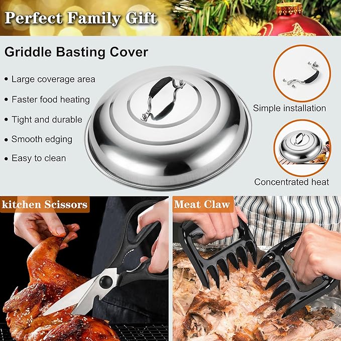 ROMANTICIST Professional Grade Griddle Accessories Kit - 30PCS Flat Top Grill Tools Set for Breakfast, Outdoor Grilling, Teppanyaki - Heavy Duty Griddle Spatula Scraper Burger Press - Ideal Grill Set