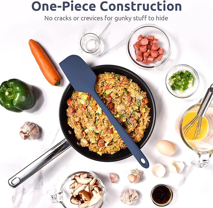 14in Extra Large Silicone Spatula: U-Taste 600ºF Heat Resistant Flexible Silicon Mixing Stirring Cooking Scraping Baking Bowl Scraper Seamless Spreader for Kitchen Nonstick Cookware (Midnight Blue)