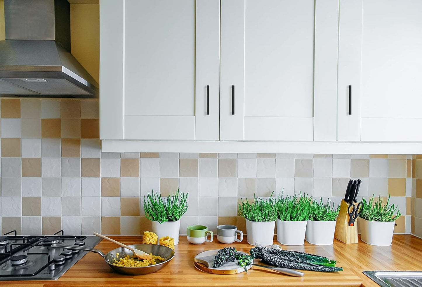 Ravinte 30 Pack Solid 3-1/2 Inch Center to Center Slim Square Bar Drawer Handles Cabinet Hardware - Matte Black Kitchen Pulls