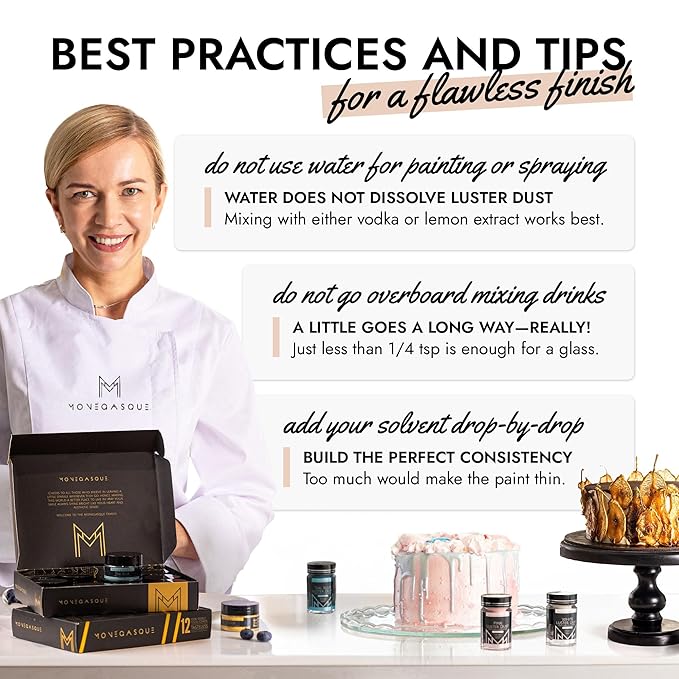 MONÉGASQUE White Edible Glitter for Drinks 7g – Halloween Edible Glitter for Cakes & Cocktails - White Luster Dust for Cocktail, Cake, Strawberries - Food & Drink Shimmer - Cake Decorations Spray