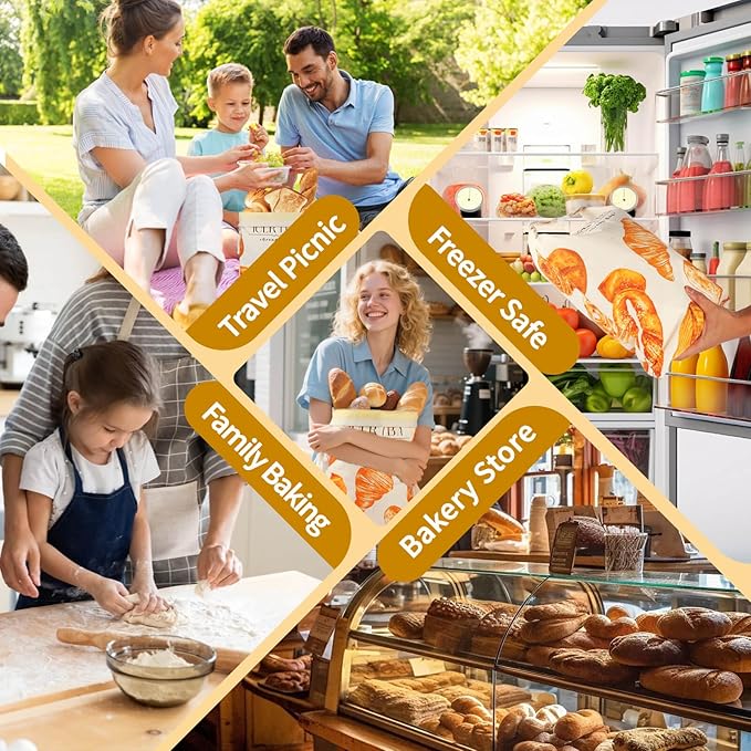 Bread Bags for Homemade Bread Sourdough - 2 Pack Beeswax Bread Bags for Sourdough with Bowl Cover, Reusable Linen Bread Storage Bags with Roll Top Buckle and Hooks for Freezer, Counter and Wall, XL