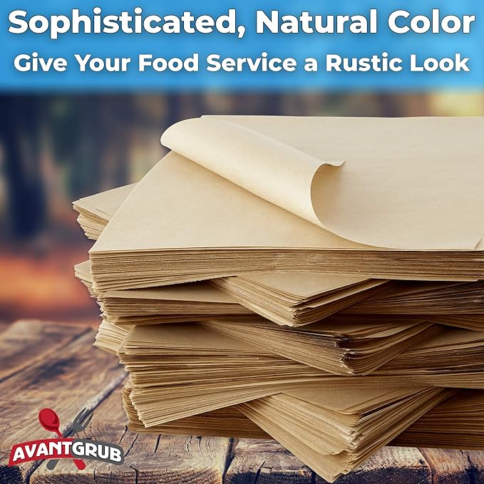 Eco Friendly, Grease Proof 12" x 12" Deli Wrap 1000 Pk. Best Kraft Food Wrapping Paper Sheets for Picnic, Festival, Fair or BBQ. Perfect Liner for Tray, Basket or Boat. Quality Bulk Restaurant Supply