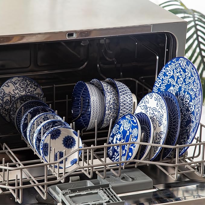 Ceramic Dipping Bowls Set - 4 Oz Small Dessert Bowl 3.5 Inch Porcelain Small Bowls for Side Dishes, Snack, Yogurt, Appetizer - Microwave Dishwasher Safe - Set of 6 - Vintage Blue