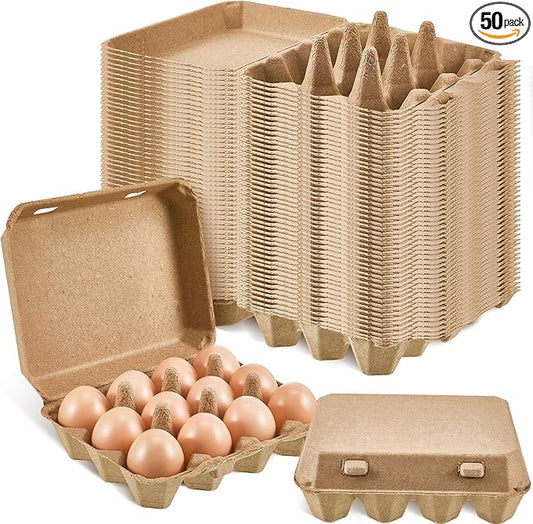 Rtteri 50 Pieces Paper Pulp Egg Cartons 3x4 Style Vintage Blank Egg Cartons for Fresh Duck Quail Storage Kitchen Family Farmhouse