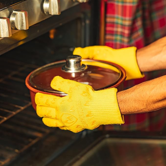 Grill Armor Oven Gloves 932°F Extreme Heat & Cut Resistant Oven Mitts with Fingers for BBQ, Cooking, Grilling, Baking – Accessory for Smoker, Cast Iron, Fire Pit, Camping, Fireplace and More