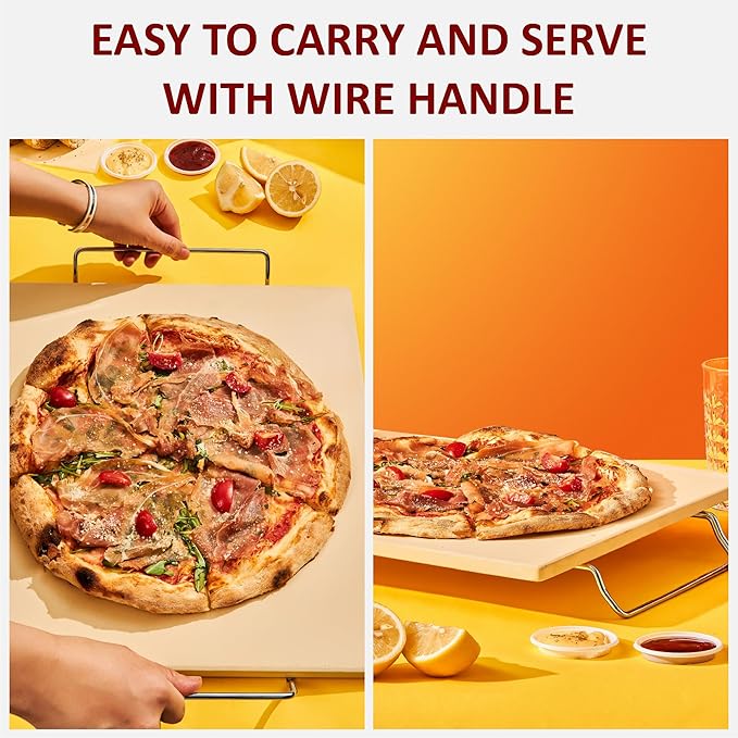 18 Inch Pizza Stone, 16x18 inch Stone for oven and grill - Durable Ceramic Pizza Stone, Heat Resistant up to 1,472°F, Perfect for Homemade Pizza, Bread and More (16x14 inch)