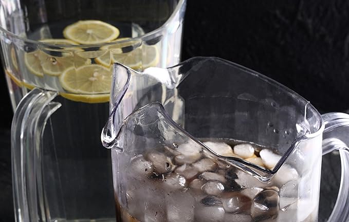 New Star 46229 Polycarbonate Plastic Restaurant Water Pitcher with 3 Spouts, 60-Ounce, Clear
