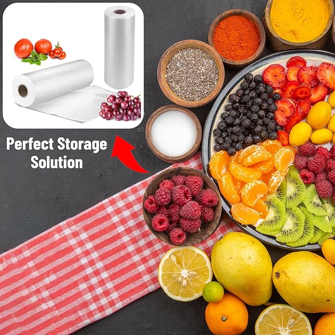 [4 Rolls] 12" X 20" Plastic Produce Bags on a Roll, Bread and Grocery Clear Bag, 350 Bags Per Roll