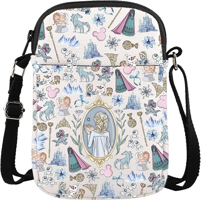 GJTIM Elsa Princess Gift Elsa Merchandise Princess Elsa & Anna Fan Gift Princess Cartoon Character Gift Crossbody Bag