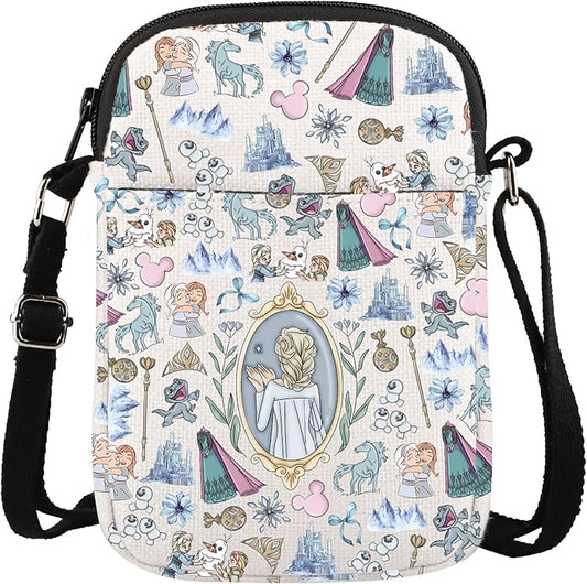 GJTIM Elsa Princess Gift Elsa Merchandise Princess Elsa & Anna Fan Gift Princess Cartoon Character Gift Crossbody Bag