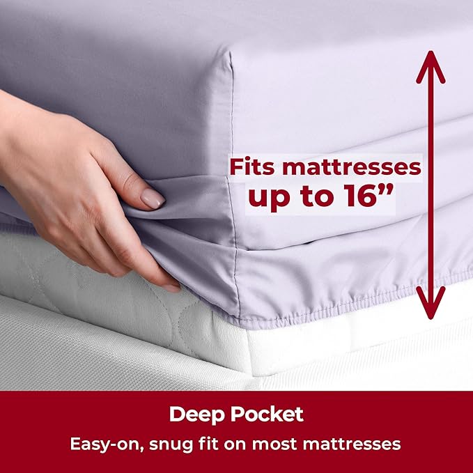 Mellanni Twin XL Sheets Set - 3 PC Iconic Collection Bedding - Hotel Luxury, Extra Soft, Cooling Bed Sheets - Wrinkle, Fade, Stain Resistant (Twin Extra Long, Lavender)