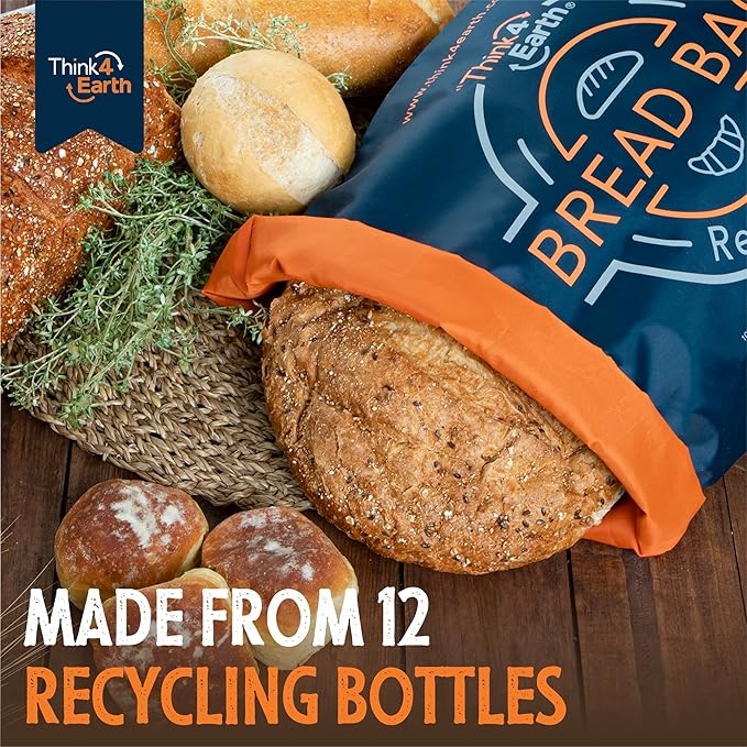 Think4Earth® – Bread Bag - Reusable Freezer Bag for Homemade Bread Maker Gift Giving - Container for Sourdough Loafs Storage, Large Bags with Double Lining