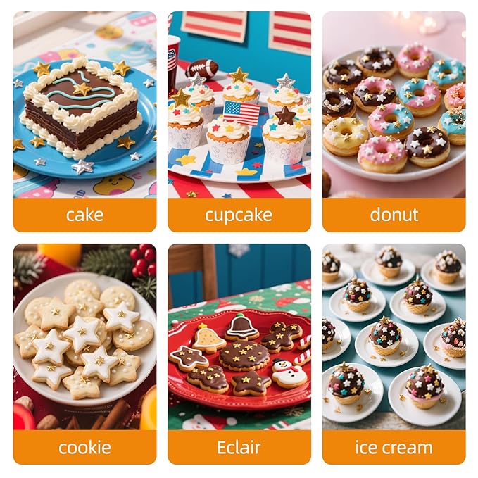 Edible Gold Star Sugar Sprinkles, Mix Size, Candy Star Sprinkle for Cake Decorations and Cupcake Toppers, Ice Cream, Wedding Party Valentines Christmas Supplies 130g/4.58ounce