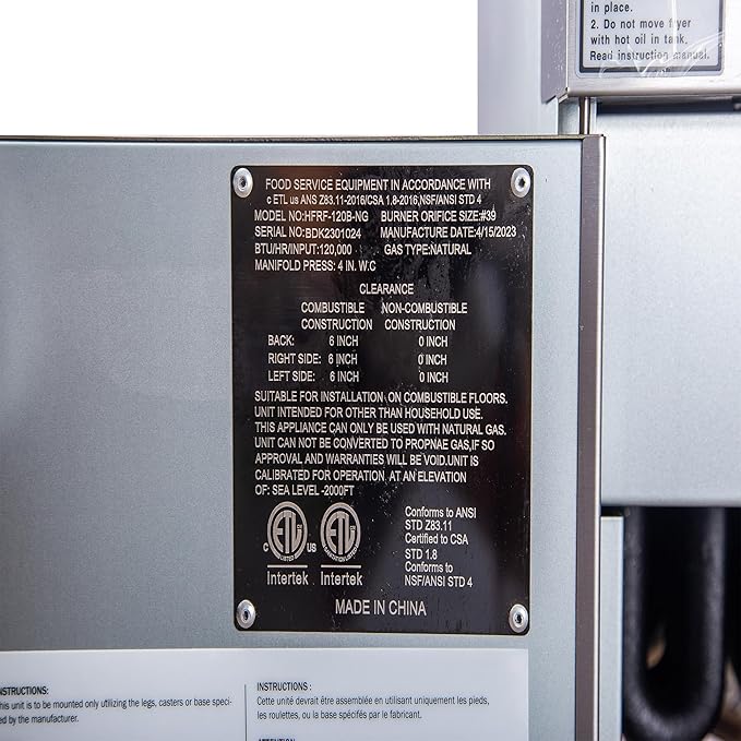 CLIVIA Liquid Propane Deep Fryer, Commercial Floor Fryer with 2 Baskets, 55 lb. Capacity with 4 Burners, 120,000 BTU Propane Fryer for Restaurants