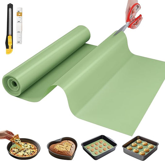Silicone Baking Mat, 16 IN x 6 FT Free Cutting Baking Sheet,Non-Stick Reusable Dough & Pastry Mat,Non-Slip Silicone Mat Roll for Air Fryer Liner,Freeze Dryer,Oven Baking Pan,Kitchen Counter