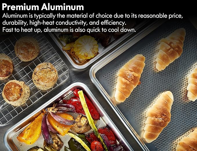CURTA 12 Pack Aluminum Sheet Pan, NSF Listed Half Size 18 x 13 inch Commercial Bakery Cake Bun Pan, Baking Tray