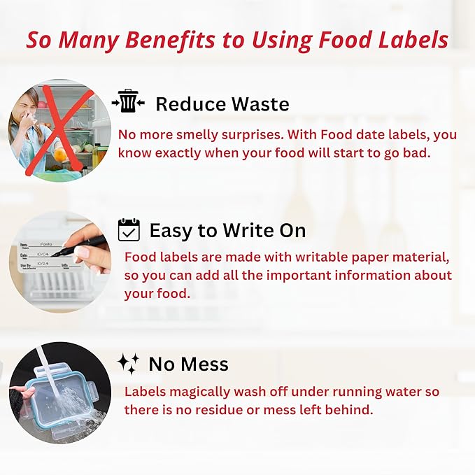 2x1 Dissolvable Food Labels, 500 Label Stickers, Bottle Labels for Storage Bins, Sticker Labels for Food containers, (500, Blank)
