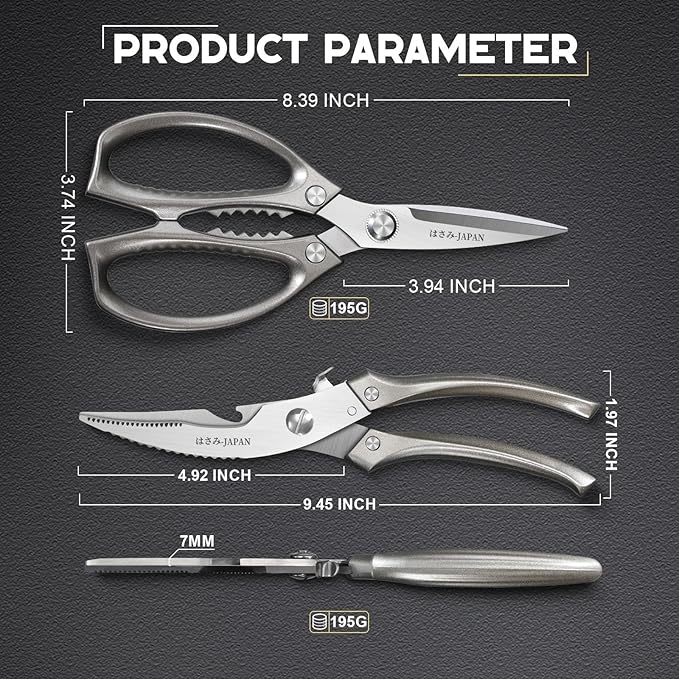 Huusk Kitchen Scissors Set, Poultry Shears Heavy Duty with Spring Loaded, Kitchen Meat Scissors All Purpose for Food, Chicken, Fish