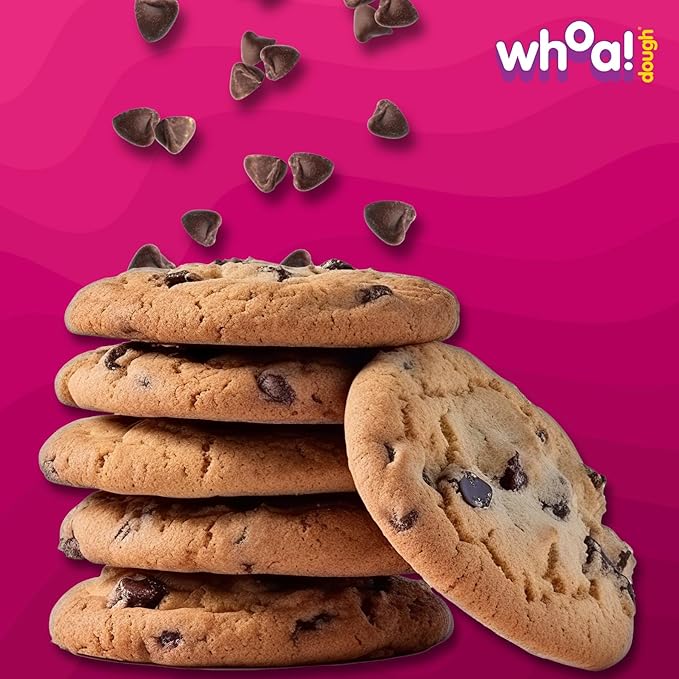Whoa Dough Ready to Bake Cookie Dough Chocolate Chip – Certified Non-GMO, Kosher, Gluten Free – Plant-Based Snack Dough Made with Real Ingredients – 12 Pack