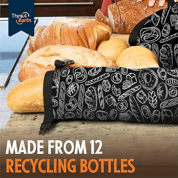 THINK4EARTH® - Large Bread and Baguette Bags (Black, Baguette Bag 2 Pack)