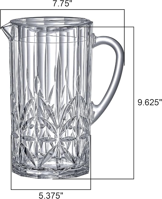 Amazing Abby - Stately - Acrylic Pitcher (80 oz), Clear Plastic Water Pitcher with Lid, Fridge Jug, BPA-Free, Shatter-Proof, Great for Iced Tea, Sangria, Lemonade, Juice, Milk, and More