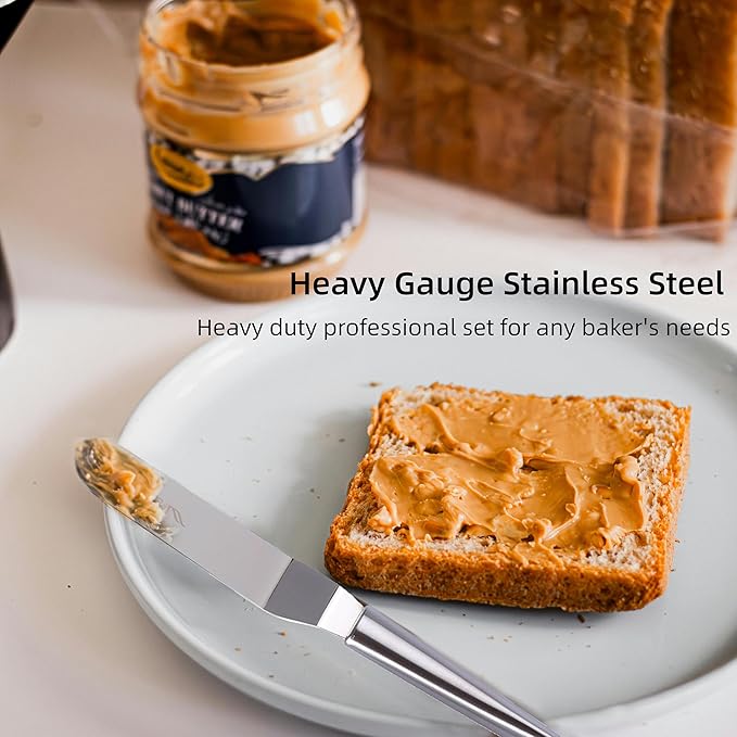 Offset Spatulas Cake Icing Knife 6 8 10 Inch with 3 Metal Hook Angled Cake Frosting Decorating Spatula Set of 3