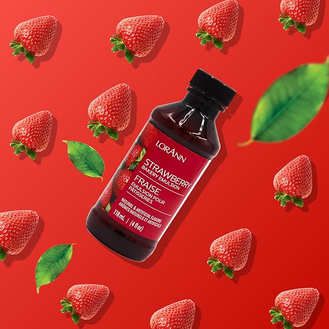 LorAnn Oils Strawberry Bakery Emulsion: True Essence, Ideal for Boosting Fruit Tones in Cakes, Cookies & Desserts, Gluten-Free, Keto-Friendly, Extract Substitute Essential for Your Kitchen, 4 Oz