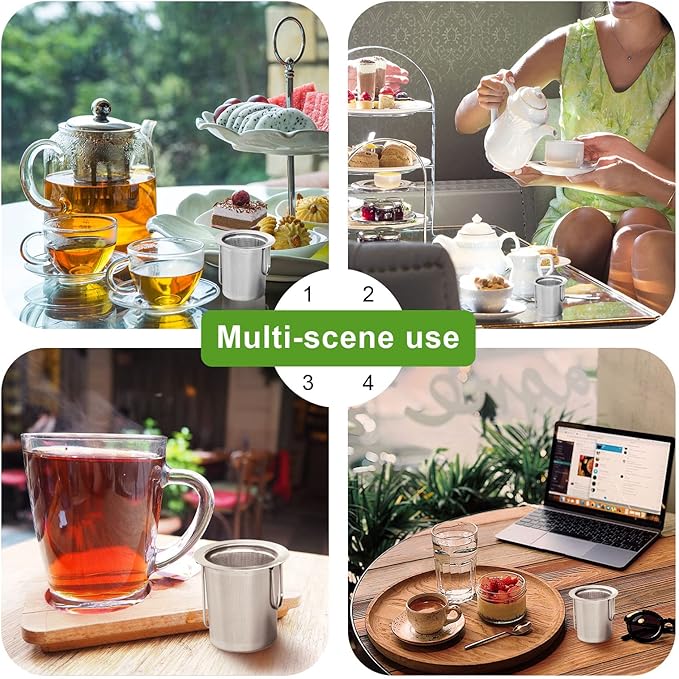 2 Pack Tea Infuser, Stainless Steel Extra Fine Mesh Tea Strainer for Loose Leaf with Foldin Handle Sitting in Mugs, Tea Filters, Tea Strainers, Tea Basket, Infusers Tea Diffuser for Loose Tea Steeper