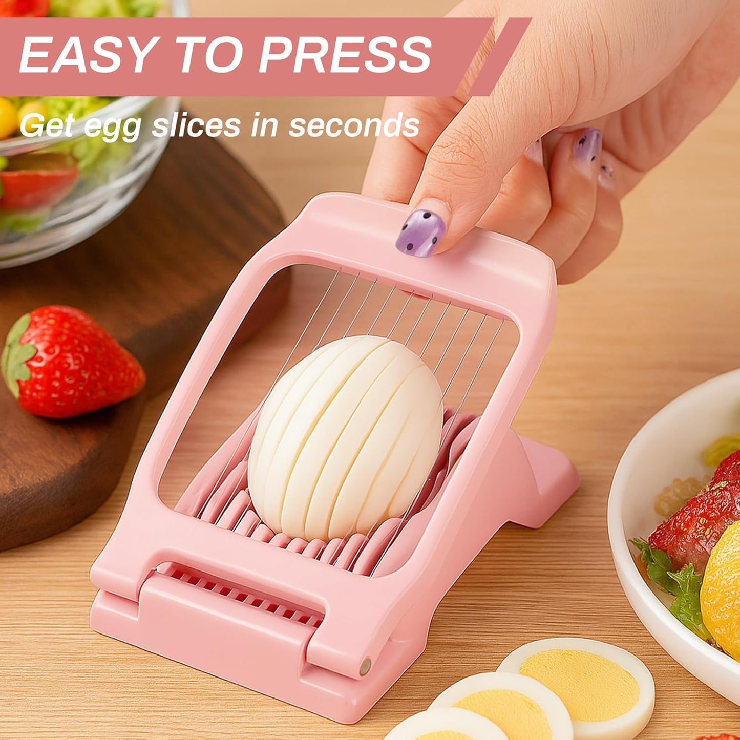 Egg Slicer for Hard Boiled Eggs Egg Cutter Strawberry Dicer for Kitchen Home Use