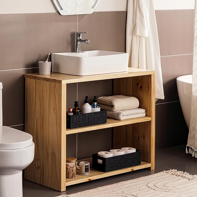 UBBCARE Toilet Tank Basket for Bathroom, Hand Woven Paper Wicker Basket for Organizing, Countertop Decorative Storage Basket with Handles, 2-Pack, Black