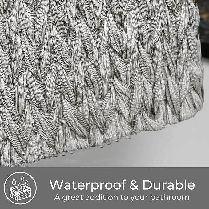 GRANNY SAYS Wicker Storage Baskets for Shelves, Waterproof Wicker Baskets for Organizing, Woven Basket for Shelves, Decorative Basket for Living Room, Grey