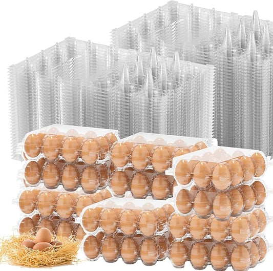 180 Pack Egg Cartons Cheap Bulk 12 Count Clear Plastic Egg Containers for Chicken Eggs, Reusable Egg Holder for Home Ranch Farm Commercial Market Display, Plastic Egg Packaging for Craft Projects