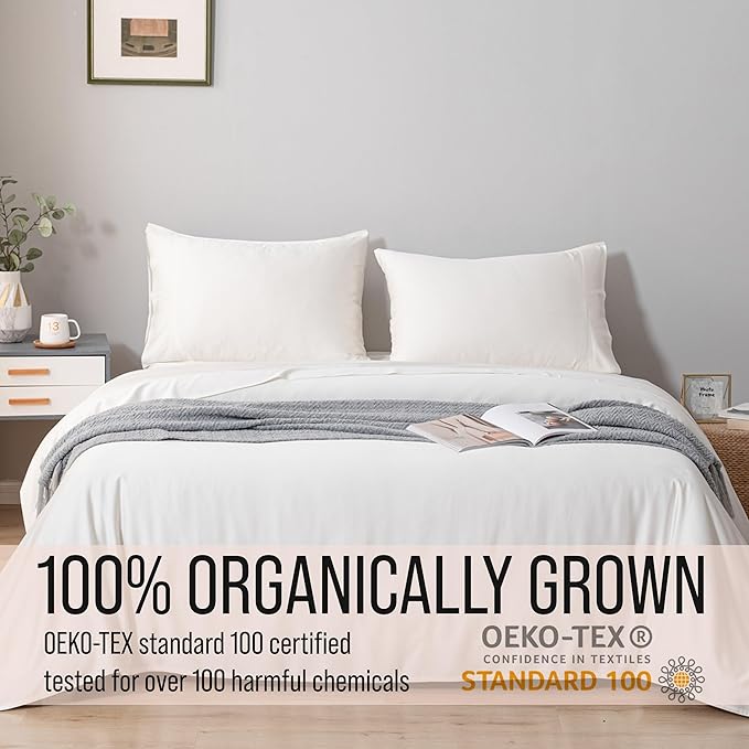 Bella Coterie Luxury Bamboo Viscose Twin XL Size Sheet Set | 100% Organically Grown | Ultra Soft | Cooling for Hot Sleepers | 18" Deep Pocket [Ivory]