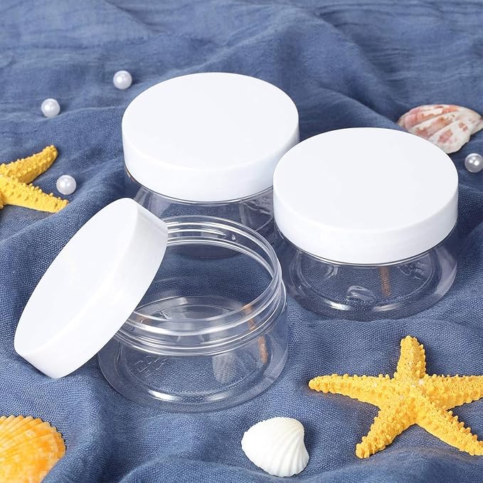 SATINIOR 6 Pack 5 Oz Plastic Jars Containers with Lids Wide-mouth Refillable Leakproof Reusable Round Empty Jars for Travel Cosmetic Dry Food Spice Candy Cookie Home Kitchen Organizing (White)