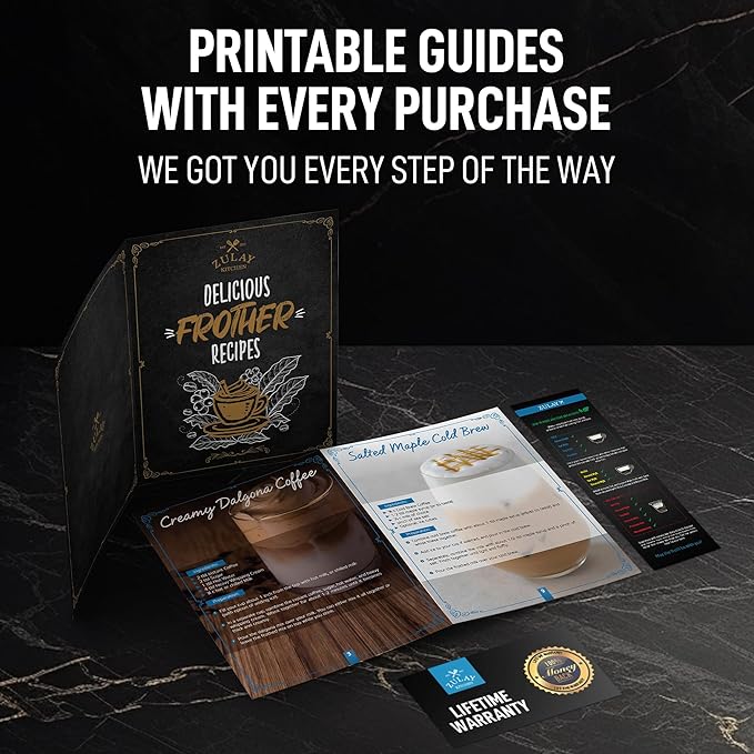 Zulay Executive Series Ultra Premium Gift Milk Frother - Coffee Frother Handheld Foam Maker For Lattes - Electric Milk Frother Handheld For Coffee - Purple Teal Fade w Silver OG Stand