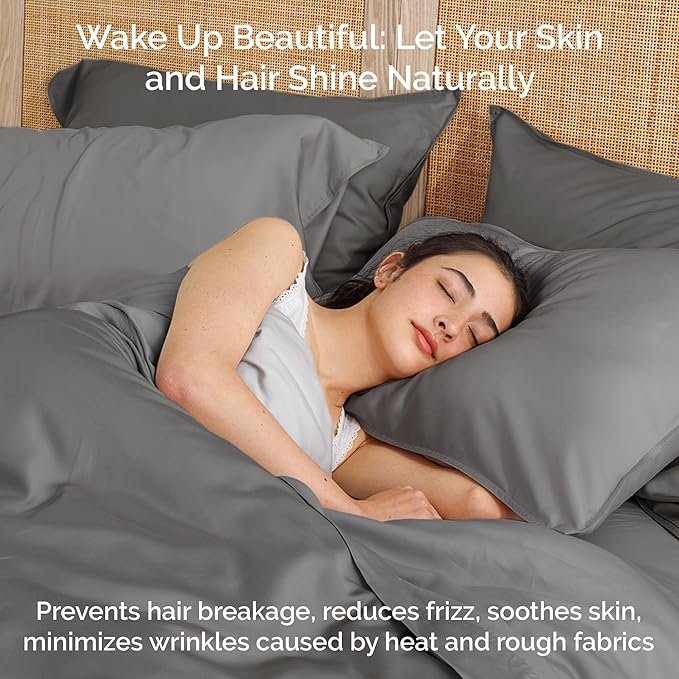 100% Viscose from Bamboo Sheets California King Size, Super Soft Bedding Set, 4PC Cooling Sheets for Hot Sleepers, Vegan Silk Moisture Wicking, Organically Grown Bedsheet, Steel - 72" x 84"