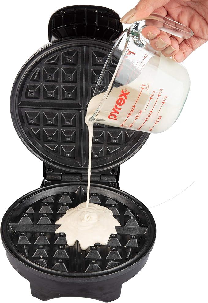 Belgian Waffle Maker- Non-Stick 7" Waffler Iron w Adjustable Browning Control, Electric Baker Makes Thick Fluffy Waffles- Kitchen Essential for Breakfast Morning or Brunch, Housewarming Supplies Gift