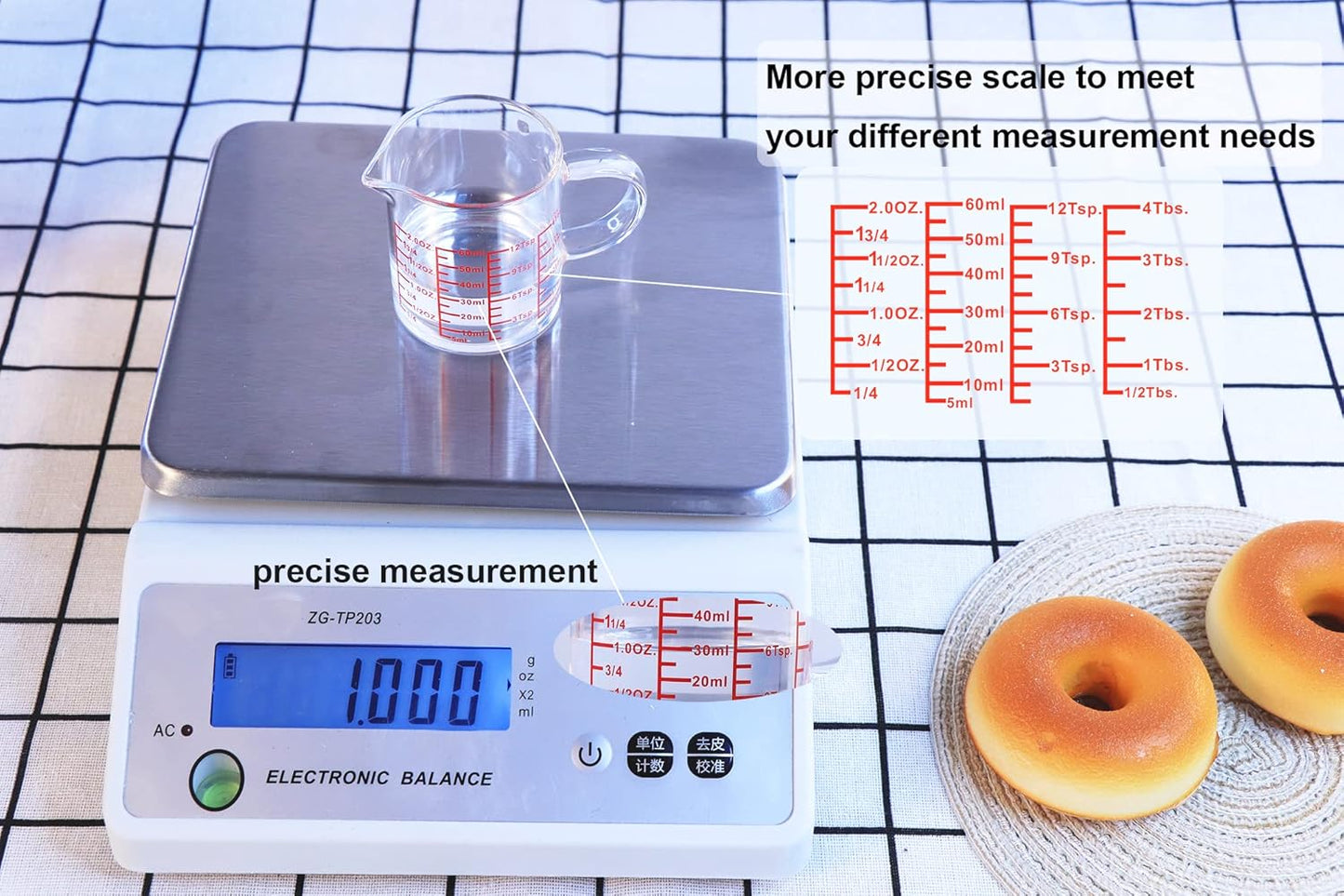 Measure Glass -[Insulated handle | V-Shaped Spout]-Made of High Borosilicate Glass Measuring for Kitchen or Restaurant, Easy to Read, 60 ML (2 Oz) 丨(2 Pack)