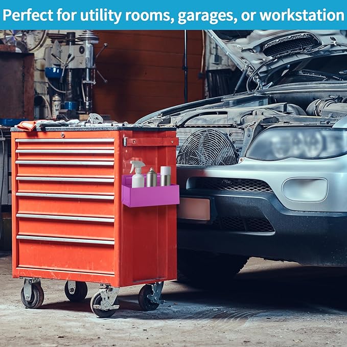 Magnetic Aerosol Spray Can Holder, Magnet Toolbox Bottle Holder, Tool Box Storage Rack for Garage and Home, Craft Workspace, Mechanic Paint Bottle Can Organizer, Pink, 3"x8.3"