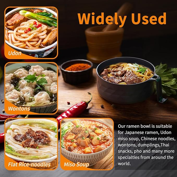 Ramen Cooker,Microwave Ramen Bowl,Ramen Noodle Bowl,College Dorm Room Essentials for Girls for Boys, Portable Noodle Bowls,for Home Office Dorm Room College gift,BPA-Free (Black)