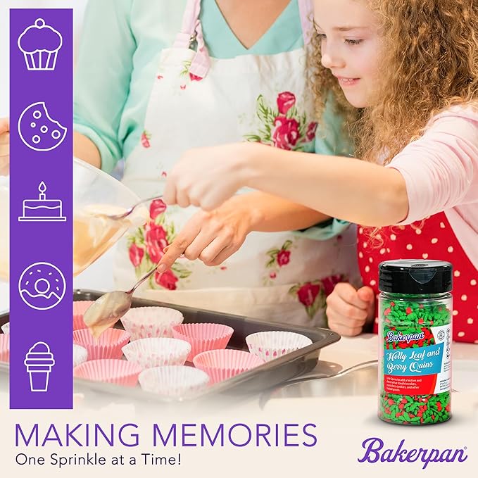 Bakerpan Quins Sprinkles for Cake Decorating - 4 Ounces - Gold Edible Confetti Sprinkles for Cupcakes, Ice Cream, Cookies, Cakes (Made in USA)